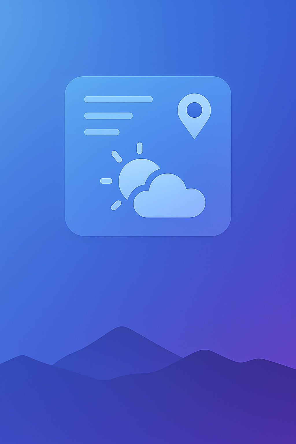 OverlayLab app startup screen showing layered weather and location design